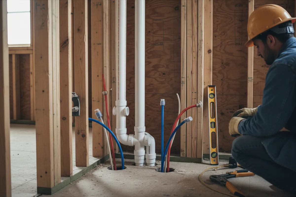 Drain and supply rough-in during Leak Detection in Malone