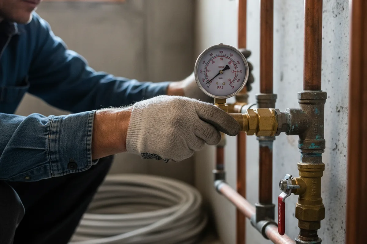 Pressure testing a repaired line during Water Line Repair in Malone